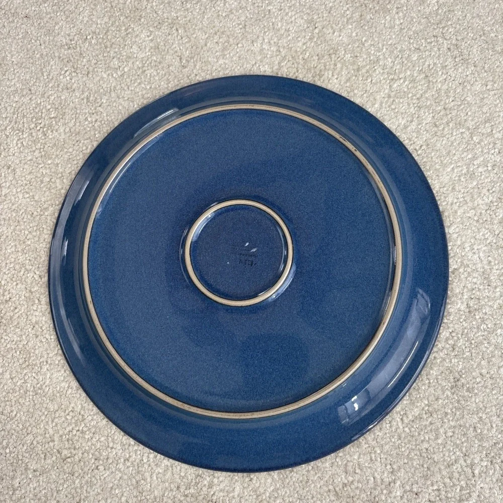 Denby Pottery Boston Blue Stoneware Dinner Plates Made in England 10.5